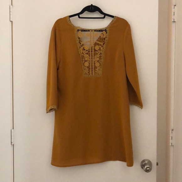 Mustard Lace Dress - Picture 1 of 4